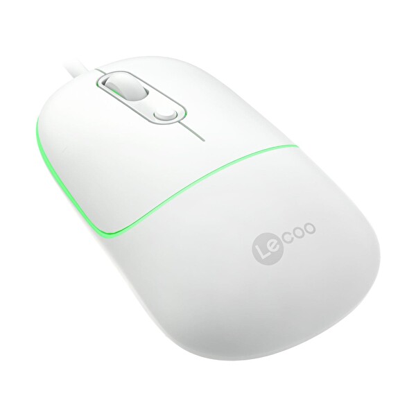 Lecoo MS110 RGB Sessiz Tuşlu Optik Beyaz Kablolu Mouse