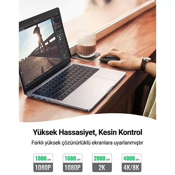 Ugreen MU001 2.4 GHz Sessiz Tuşlu Optik Siyah Kablosuz Mouse