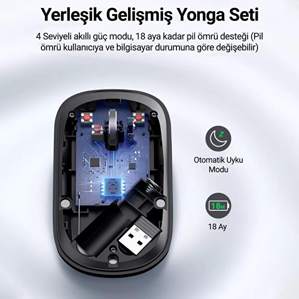 Ugreen MU001 2.4 GHz Sessiz Tuşlu Optik Siyah Kablosuz Mouse