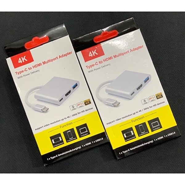 Technow 3 in 1 Type-C To HDMI 4K USB 3.0 Çevirici Dönüştürücü Adaptör