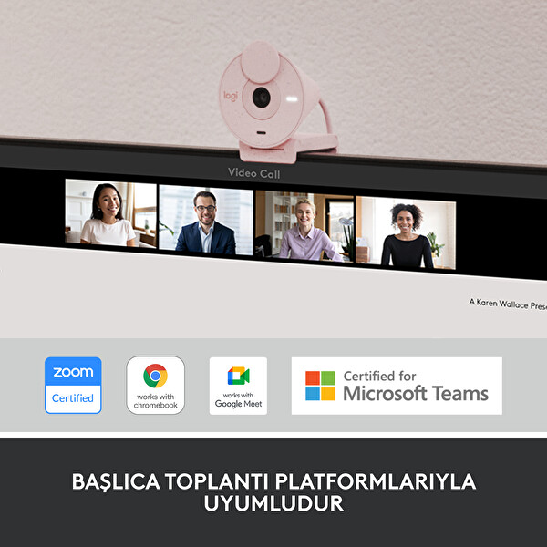 Logitech Brio 300 960-001448 Full HD Pembe Webcam