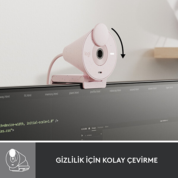 Logitech Brio 300 960-001448 Full HD Pembe Webcam