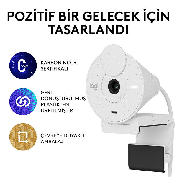 Logitech Brio 300 960-001442 Full HD Beyaz Webcam
