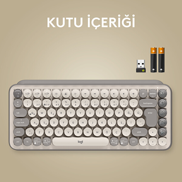 Logitech Pop Keys 920-011526 Türkçe Q Bej Kablosuz Klavye