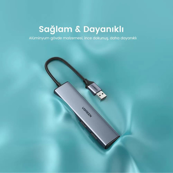 Ugreen 4 Portlu USB 3.0 Type-C Girişli Çoklayıcı Hub Adaptör
