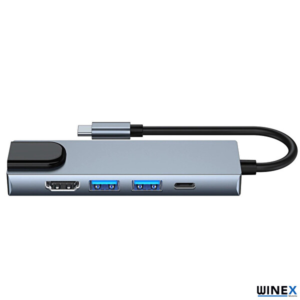Winex 5in1 Type-C To Hdmı 2xUSB-A 3.0 Ethernet Hub Port Adaptör