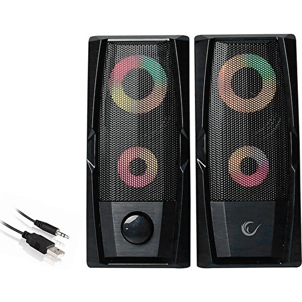 Rampage RMS-X9 2.0 RGB Işıklı Multimedia 5 V 30 dB Gaming Speaker Siyah Bilgisayar Hoparlörü