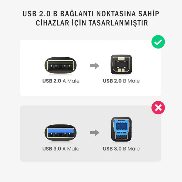 Ugreen USB to USB-B 1 M Tarayıcı Yazıcı Kablosu