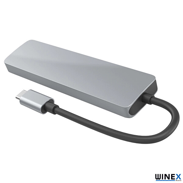 Winex 6in1 Type-C to 4K HDMI+SD Kart+3xUSB-A 3.0 Hub Port Adaptör