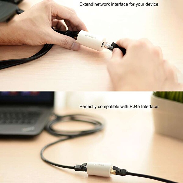 Ugreen 30837 RJ45 Ethernet Kablo Birleştirici Siyah Ara Aparat