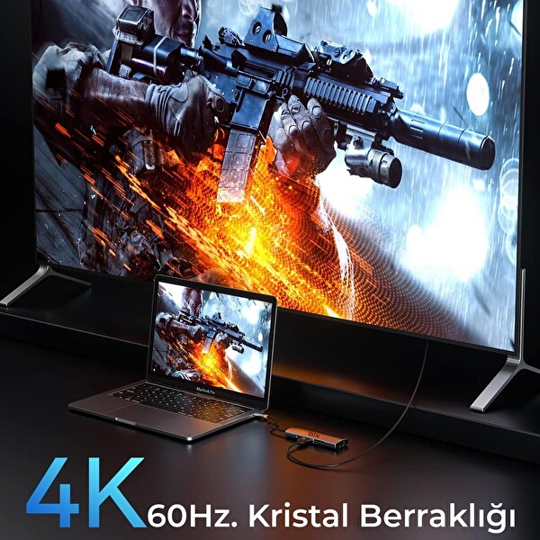 Bix BX10HB-PRO Type-C Kart Okuyucu 4K HDMI Ethernet USB PD Dönüştürücü