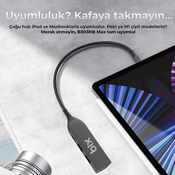 Bix BX03HB Max Type-C To 4K HDMI USB PD Dönüştürücü Adaptör