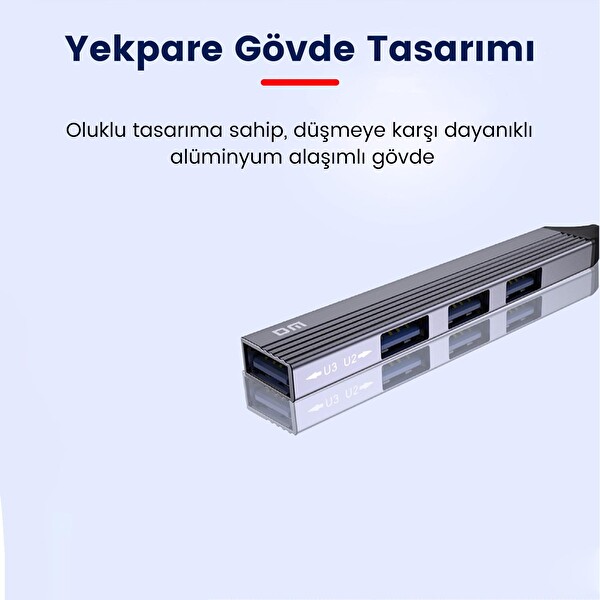DM CHB057 USB Type-C To 4 Portlu 3xUSB 2.0 1xUSB 3.0 1 M Hub Çoklayıcı