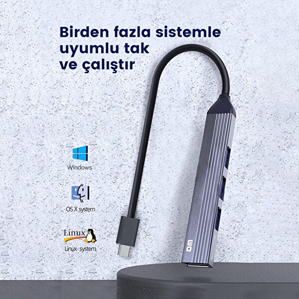 DM CHB057 USB Type-C To 4 Portlu 3xUSB 2.0 1xUSB 3.0 1 M Hub Çoklayıcı
