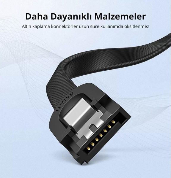 Ugreen 30797 90 Derece Kilit Mekanizmalı 50 CM SATA 3 Disk Kablosu