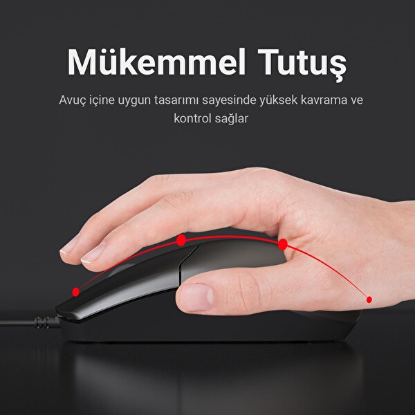 DM K11 USB Kablolu İngilizce Q Siyah Klavye Ve Mouse Seti