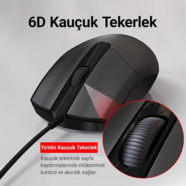 DM K11 USB Kablolu İngilizce Q Siyah Klavye Ve Mouse Seti
