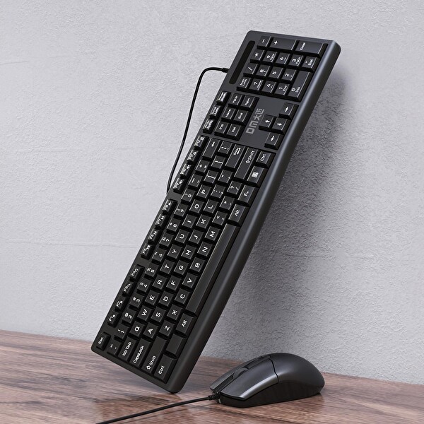 DM K11 USB Kablolu İngilizce Q Siyah Klavye Ve Mouse Seti