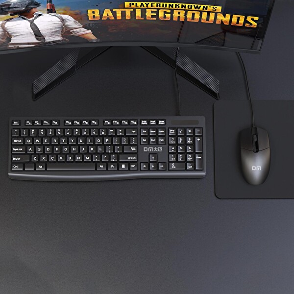 DM K11 USB Kablolu İngilizce Q Siyah Klavye Ve Mouse Seti