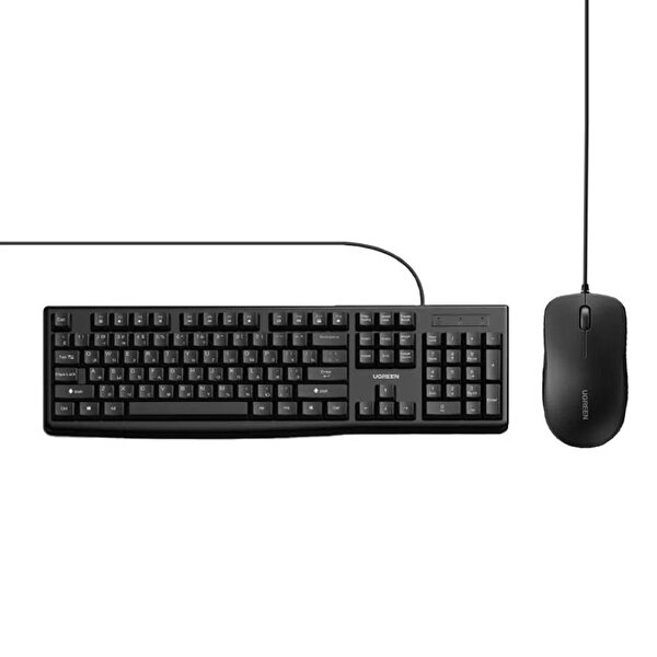 Ugreen MK003 Ergonomik İngilizce Q Kablolu Klavye ve Mouse Seti