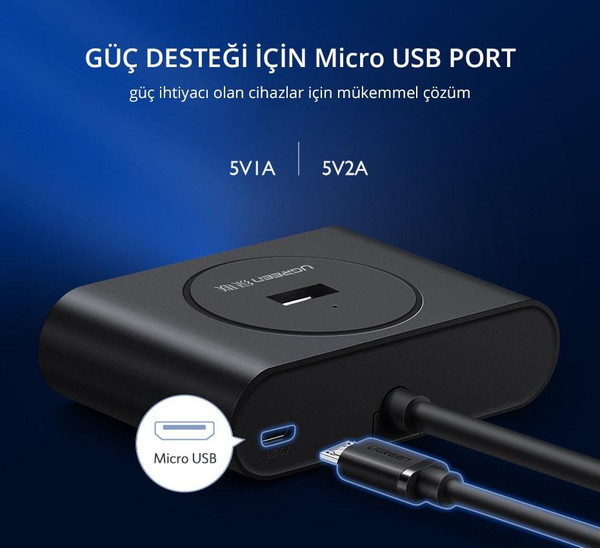 Ugreen Type-C Ve Usb 3.0 4 Portlu Hub Çoklayıcı