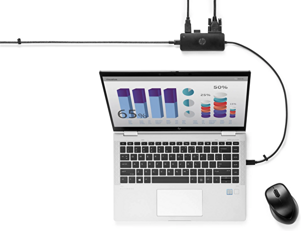 HP 235N8AA USB-C Travel Hub - HDMI X 1 / VGA X 1 / USB-A X 2 / USB-C Port Hub Adaptör Çevirici