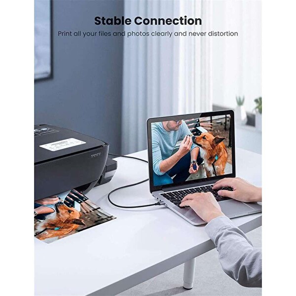 Ugreen USB-A To USB-B 2.0 3 M Örgülü Yazıcı Kablosu