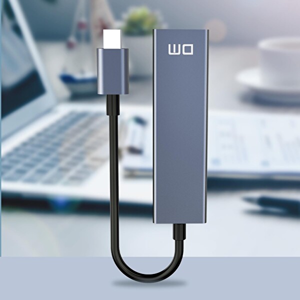 DM CHB013 Type-C To RJ45 Gigabit Ethernet ve USB 3.0 Çoklayıcı Dönüştürücü