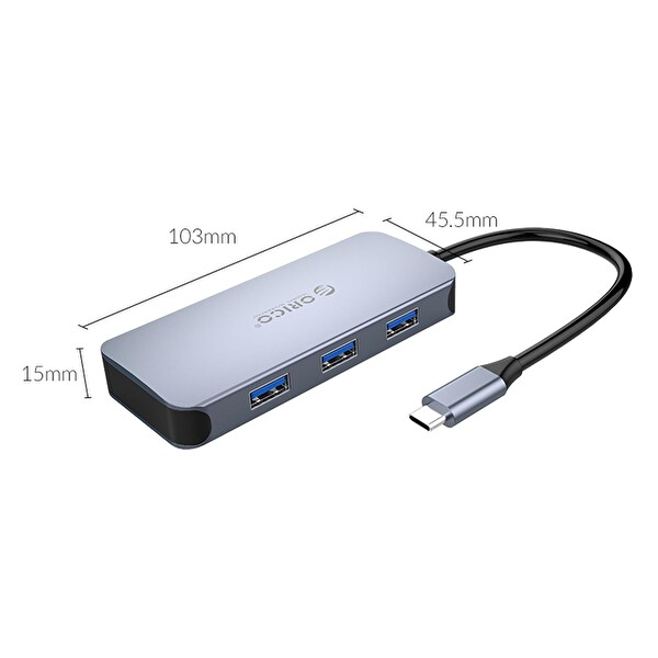 Orico Type-C To 3xUSB 3.0 4K HDMI Gigabit Ethernet PD Çoklayıcı Dönüştürücü Hub