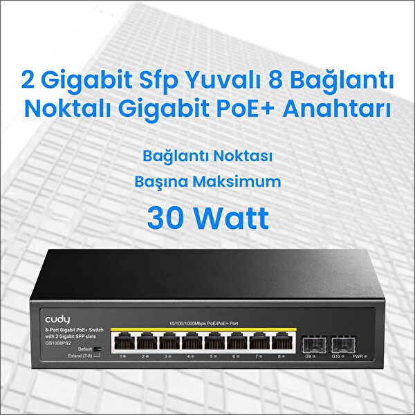 Cudy GS1008PS2 8 Port Gigabit 120 W 250M Poe+ 2 Gigabit SFP Switch