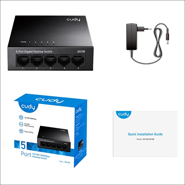 Cudy GS105 5 Port 10/100/1000M 16K Mac Gigabit Metal Switch