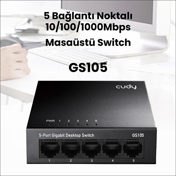 Cudy GS105 5 Port 10/100/1000M 16K Mac Gigabit Metal Switch