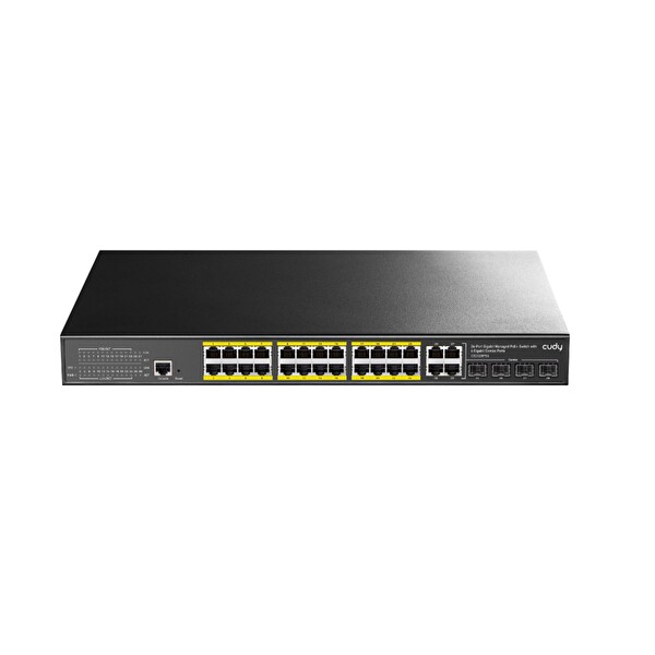 Cudy GS2028PS4 4 Port Combo 1 Port Konsol 24 Port Gigabit 300 W PoE Yönetilebilir Rack Mount Metal Switch