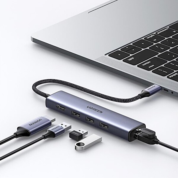 Ugreen Type-C To 3xUsb 3.0 4K 60Hz Hdmı RJ45 1000 Mbps Ethernet Dönüştürücü Çoklayıcı Hub Adaptör