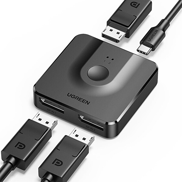 Ugreen 2 Giriş 1 Çıkış Veya 1 Giriş 2 Çıkış Çift Yönlü 4K 60Hz Displayport Switch
