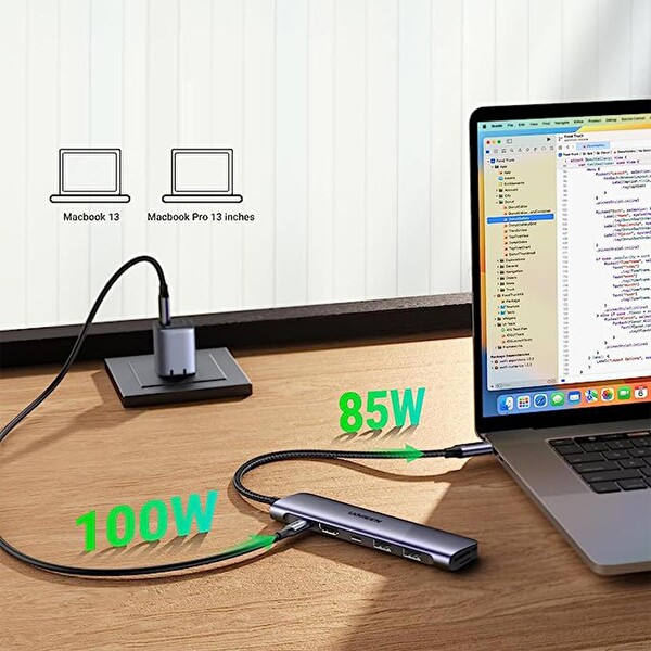 Ugreen Usb C To 4K Hdmı 100W Pd 2xUsb-A Sd Micro SD Kart Okuyucu Dönüştürücü Çoklayıcı Hub