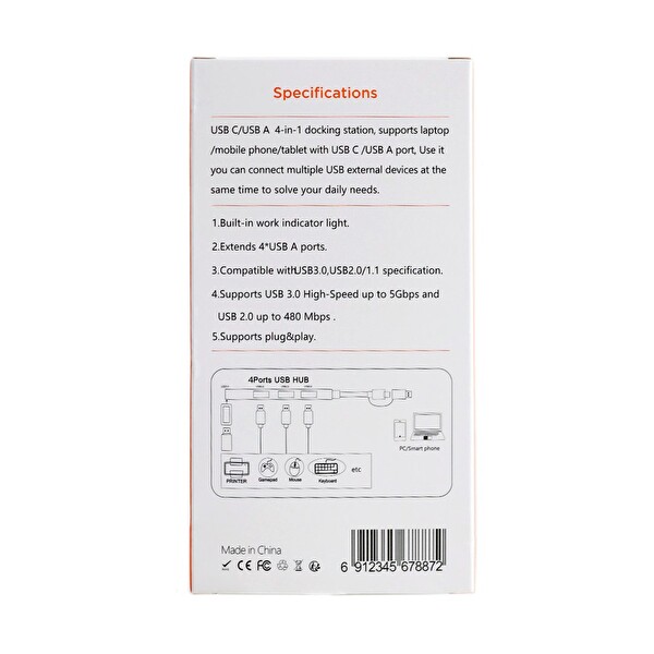 Technow Airsky 4 In 1 Type-C USB 3.0 4x USB 3.0 Çoklayıcı Çevirici