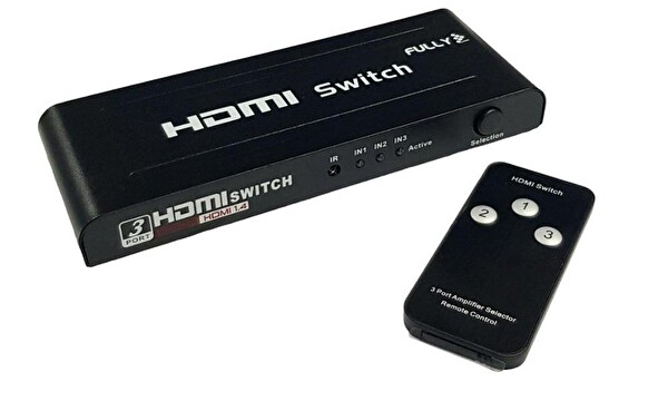 Fully 538-H 3 Port 3x1 HDMI Kumandalı Adaptörlü Switch