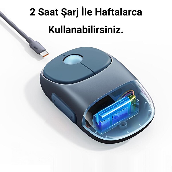 Ugreen Fun+ 4000 DPI 2.4 GHz Ocean Kablosuz ve Bluetooth Şarj Edilebilir Mouse