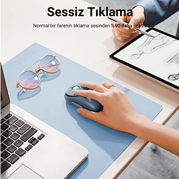 Ugreen Fun+ 4000 DPI 2.4 GHz Ocean Kablosuz ve Bluetooth Şarj Edilebilir Mouse