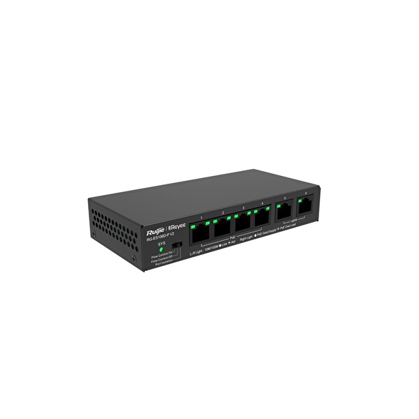 Ruijie Reyee RG-ES106D-P V2 4 Port 10/100 Yönetilemez 2 Port Uplink 10/100 4 Adet Poe 58w Switch