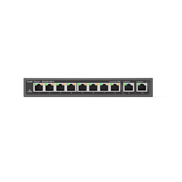 Ruijie Reyee RG-ES110D-P 10 Port 110W 2xGigabit Uplink 8 Port PoE Yönetilemez Switch