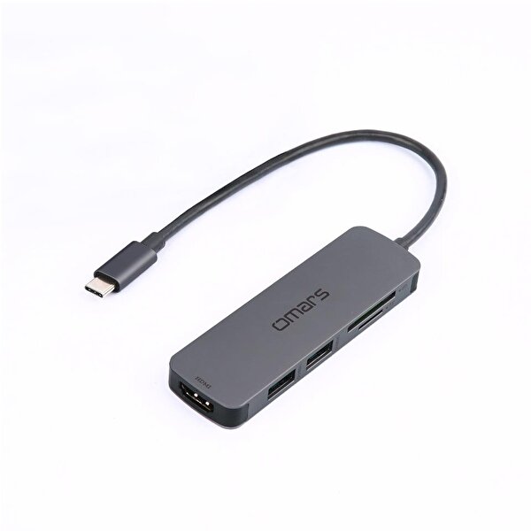 Omars Omars 5 Port Type-C 4K HDMI Video Transferi 5 Gbps USB 3.1 SD/TF Kart Uyumlu Hub Çoklayıcı Adaptör