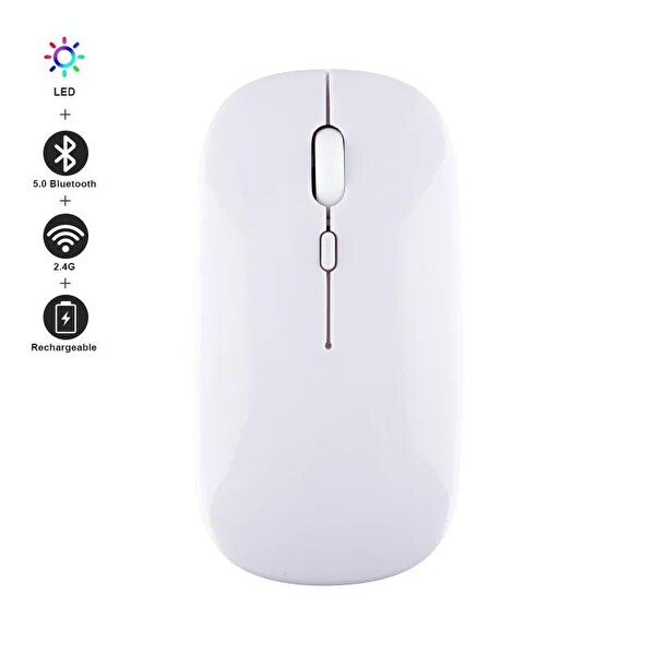 Torima TM-12 Ergonomik RGB Işıklı Kablosuz Beyaz Optik Mouse