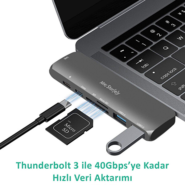 Gri Type-c Usb Hdmi Çoklayıcı Dual Dönüştürücü MacBook Uyumlu