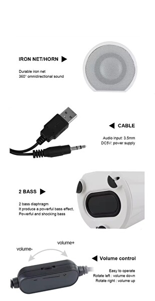 Hadron HD6024 Laptop/Masaüstü Bilgisayar Speaker 1+1 Bas Hoparlör