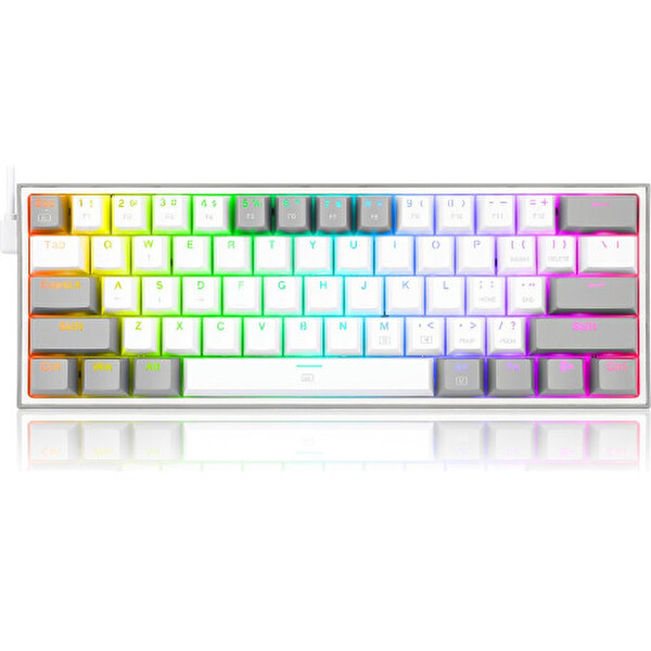 Redragon K617-RGB-WG Fizz RGB Red Switch Kablolu Mekanik Q Klavye Beyaz-Gri