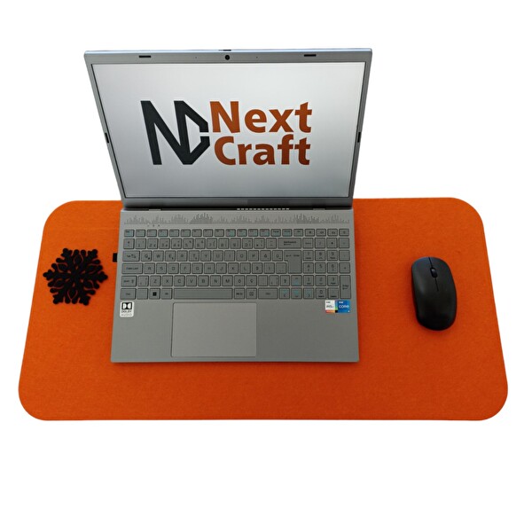 Next Craft Keçe Bilgisayar Mouse Pad Masa Üstü Düzenleyici Mat 70x32 CM Turuncu