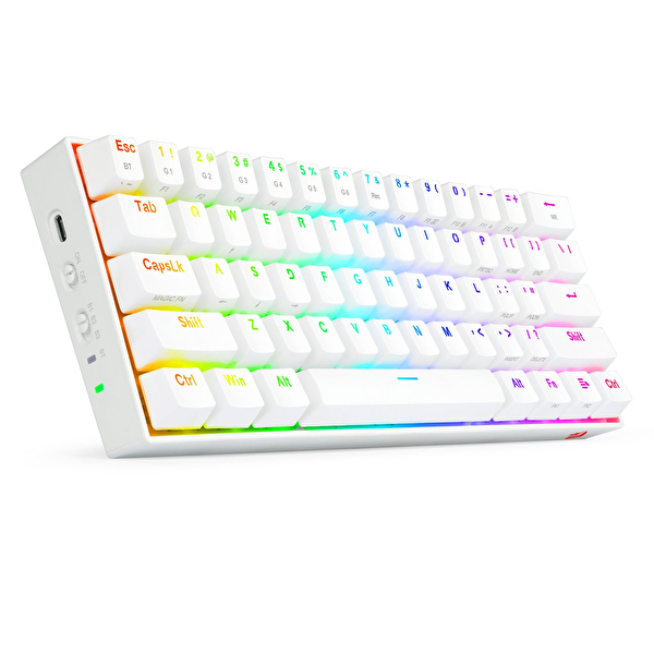 Redragon K530 Pro Draconic 60% Kompakt Kablosuz Bluetooth 2.4G Brown Switch Mekanik Gaming Klavye Beyaz