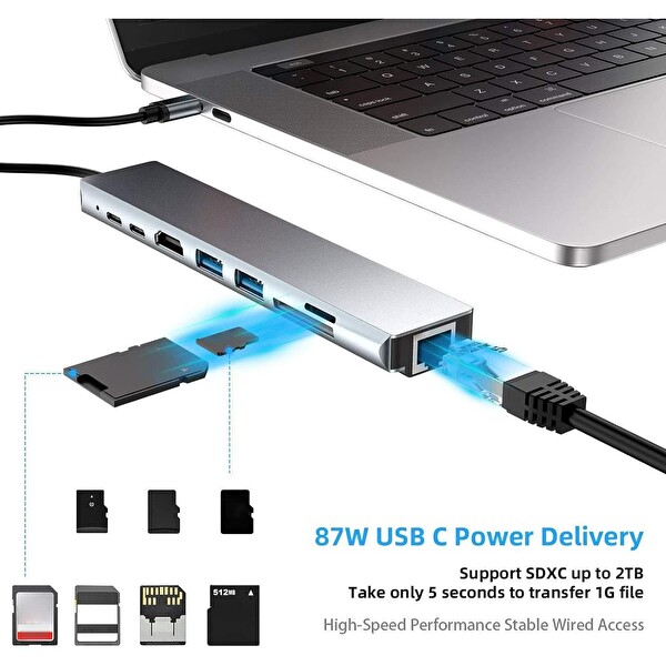 Daytona CF04 MacBook Uyumlu Type-C To 4K 8'i 1 Arada Çevirici Hub Adaptör